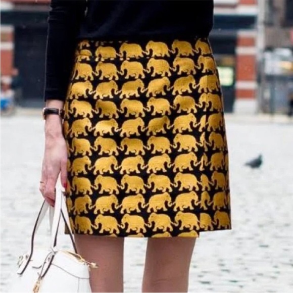 J. Crew Factory Dresses & Skirts - J CREW  Black and Gold Skirt - Origami in Elephant Parade SIZE: SMALL